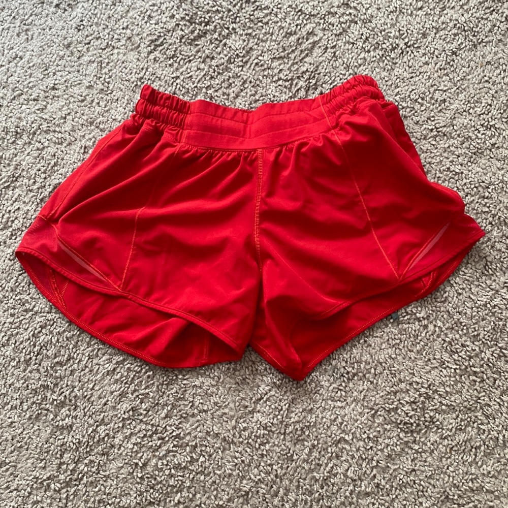 lululemon shorts dark red